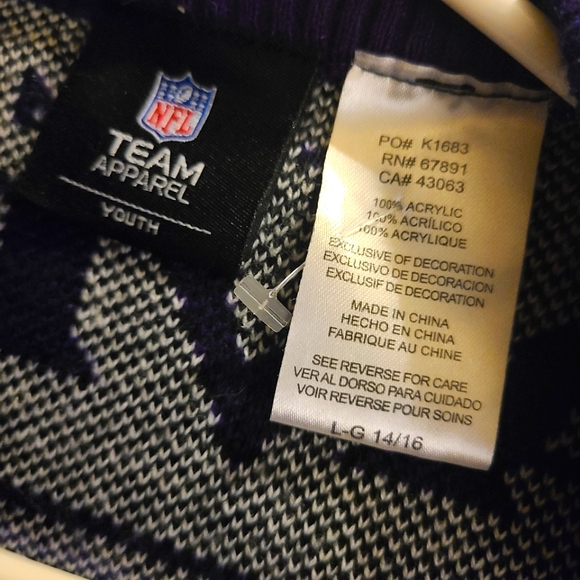NFL Baltimore Ravens Christmas Sweater black/Purple Youth Size Large (14-16) - Picture 5 of 6